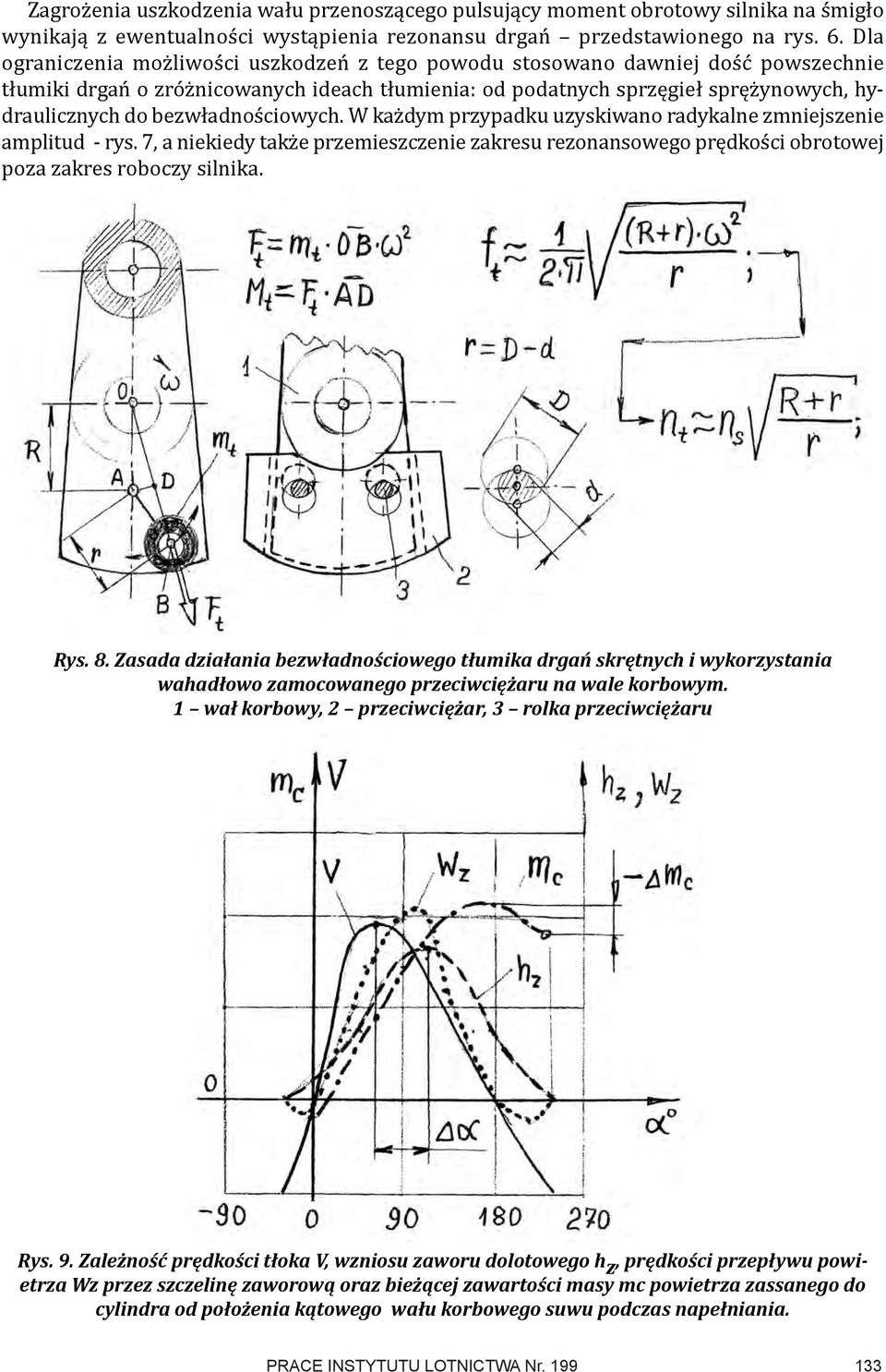 bezwładnościowych. W każdym przypadku uzyskiwano radykalne zmniejszenie amplitud - rys. 7, a niekiedy także przemieszczenie zakresu rezonansowego prędkości obrotowej poza zakres roboczy silnika. Rys.