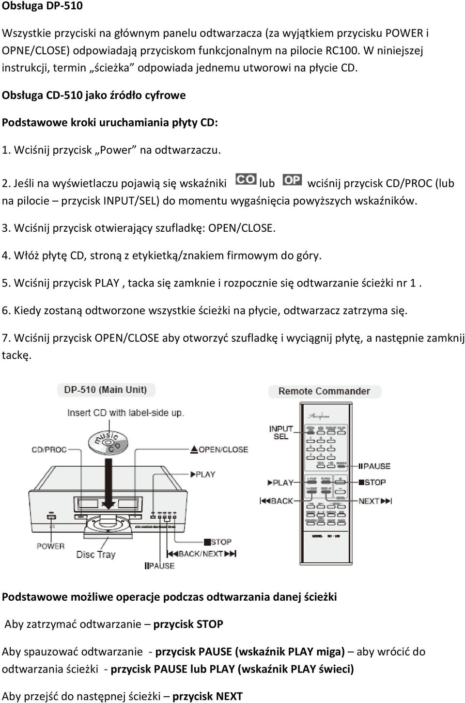 Jeśli na wyświetlaczu pojawią się wskaźniki lub wciśnij przycisk CD/PROC (lub na pilocie przycisk INPUT/SEL) do momentu wygaśnięcia powyższych wskaźników. 3.