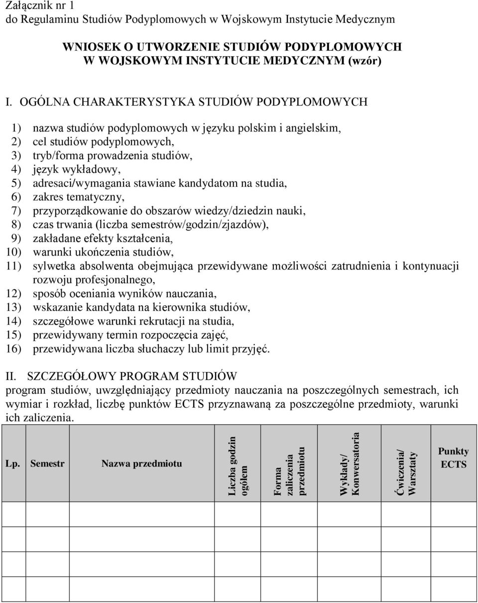 OGÓLNA CHARAKTERYSTYKA STUDIÓW PODYPLOMOWYCH 1) nazwa studiów podyplomowych w języku polskim i angielskim, 2) cel studiów podyplomowych, 3) tryb/forma prowadzenia studiów, 4) język wykładowy, 5)