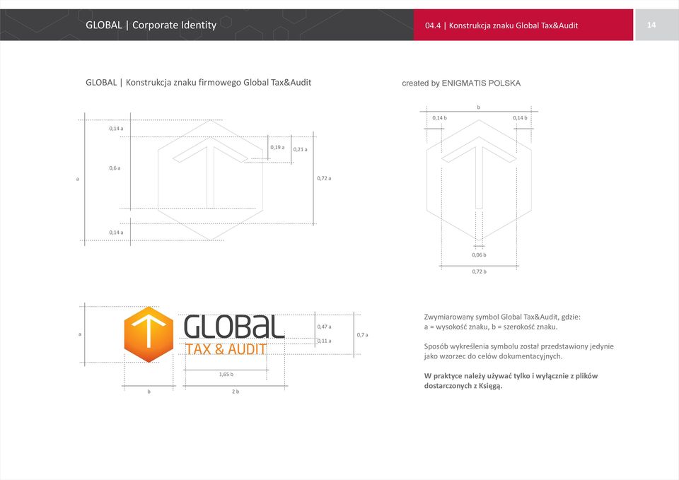 Tax&Audit, gdzie: a = wysokoœæ znaku, b = szerokoœæ znaku.