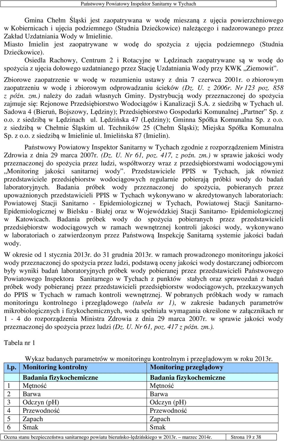 Osiedla Rachowy, Centrum 2 i Rotacyjne w Lędzinach zaopatrywane są w wodę do spożycia z ujęcia dołowego uzdatnianego przez Stację Uzdatniania Wody przy KWK Ziemowit.