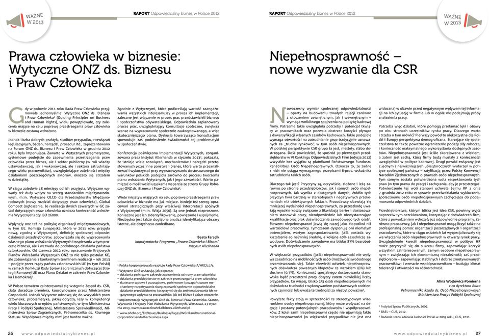 Biznesu i Praw Człowieka 2 (Guiding Principles on Business and Human Rights), wielu powątpiewało, czy zalecenia mające na celu poprawę przestrzegania praw człowieka w biznesie zostaną wdrożone.