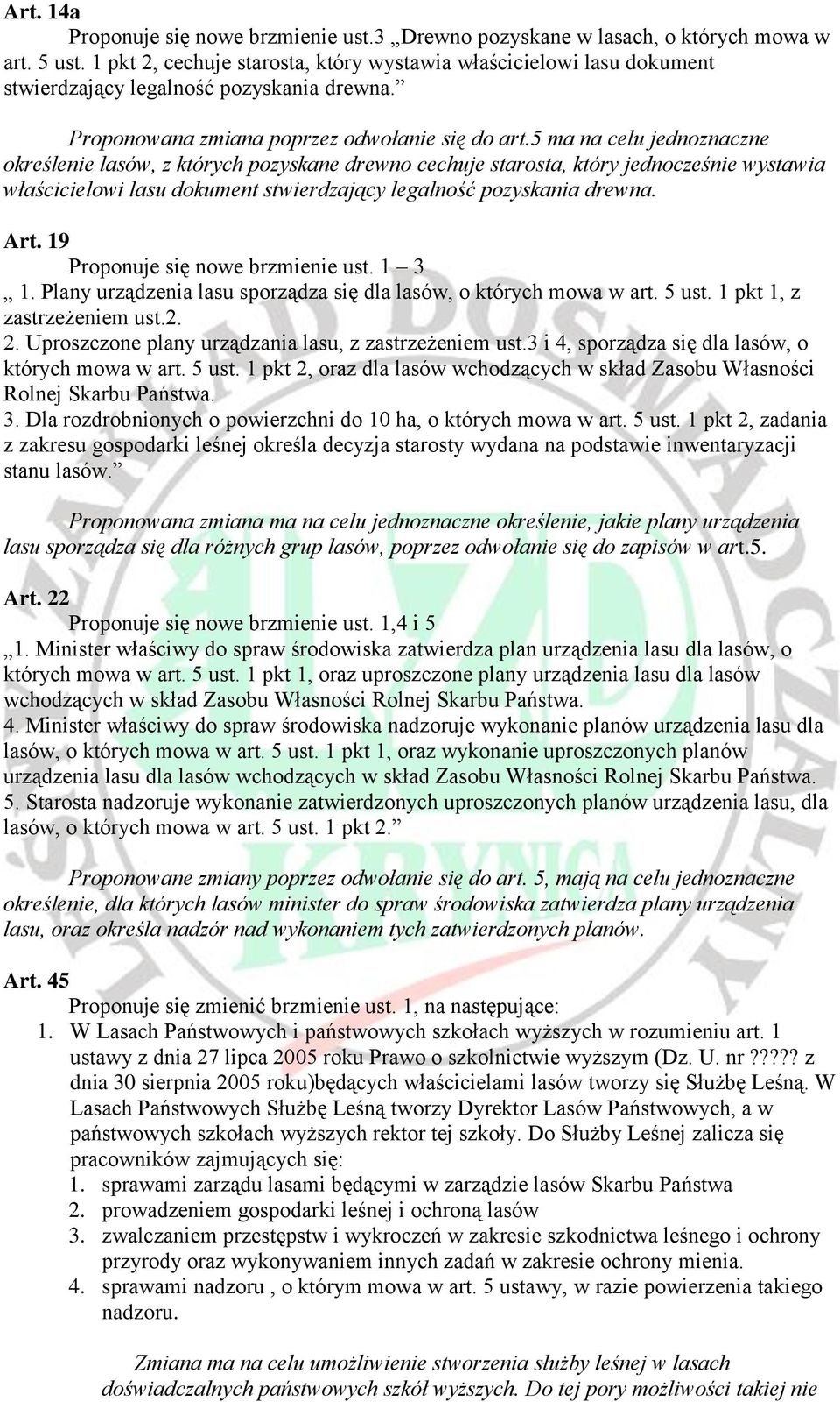 5 ma na celu jednoznaczne określenie lasów, z których pozyskane drewno cechuje starosta, który jednocześnie wystawia właścicielowi lasu dokument stwierdzający legalność pozyskania drewna. Art.