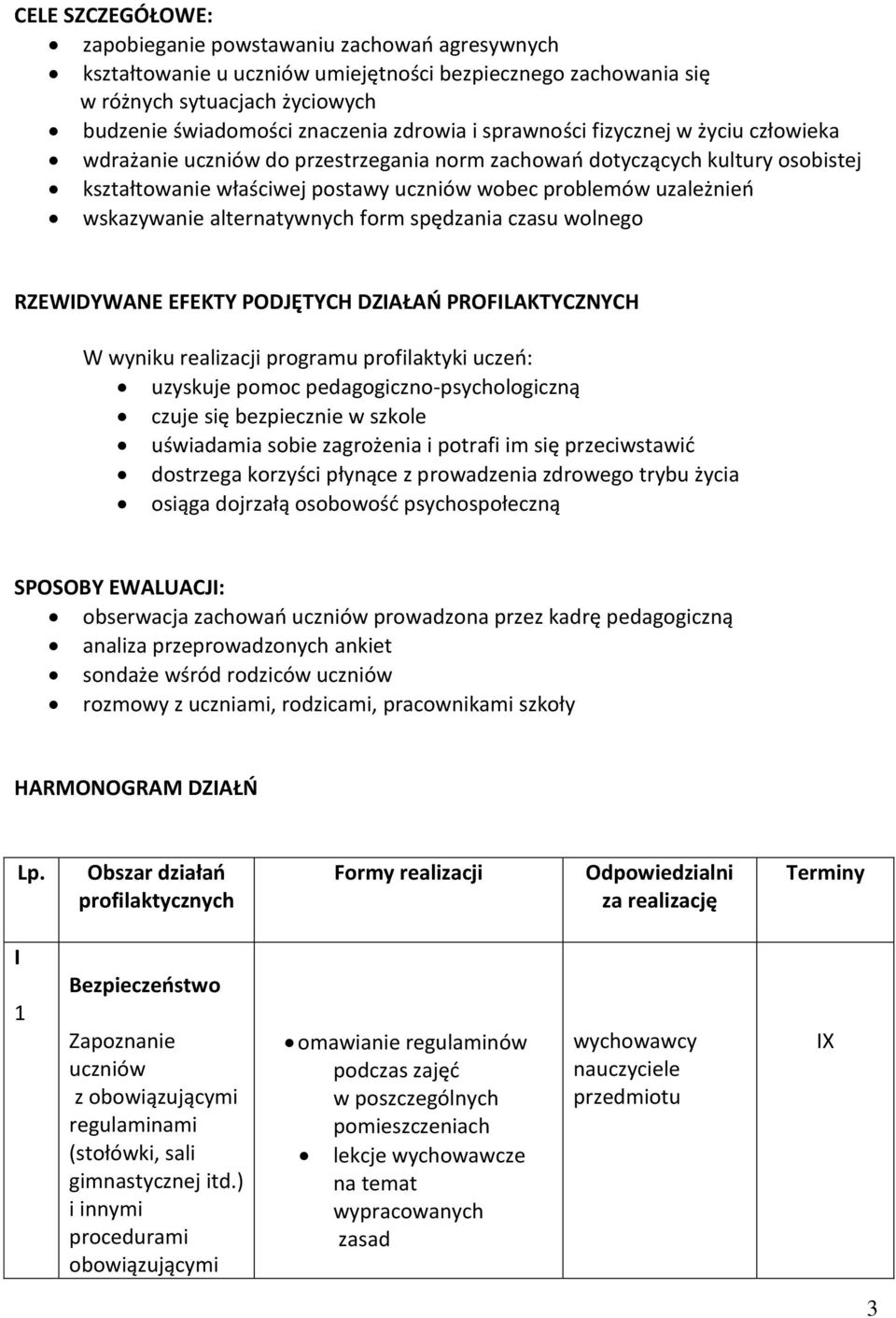 alternatywnych form spędzania czasu wolnego RZEWIDYWANE EFEKTY PODJĘTYCH DZIAŁAŃ PROFILAKTYCZNYCH W wyniku realizacji programu profilaktyki uczeń: uzyskuje pomoc pedagogiczno-psychologiczną czuje się