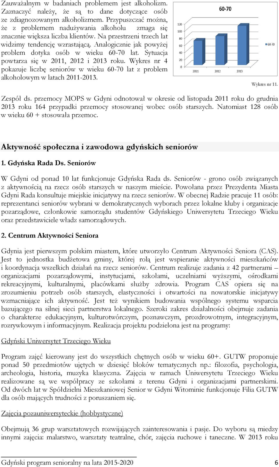 Analogicznie jak powyżej problem dotyka osób w wieku 60-70 lat. Sytuacja powtarza się w 2011, 2012 i 2013 roku.