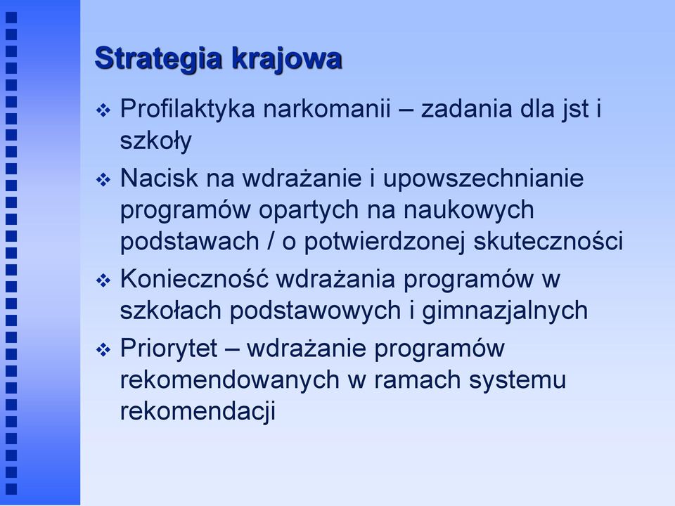 potwierdzonej skuteczności Konieczność wdrażania programów w szkołach