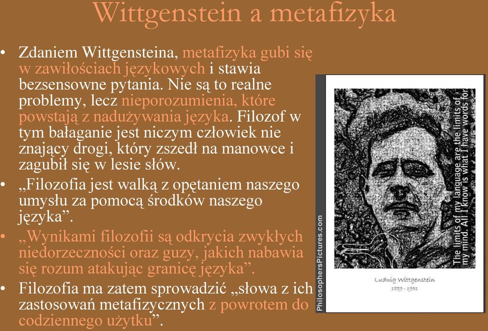 Filozof w tym bałaganie jest niczym człowiek nie znający drogi, który zszedł na manowce i zagubił się w lesie słów.