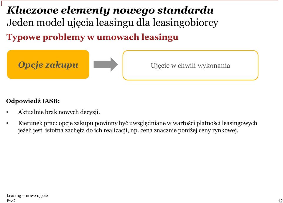 Kierunek prac: opcje zakupu powinny być uwzględniane w wartości płatności leasingowych