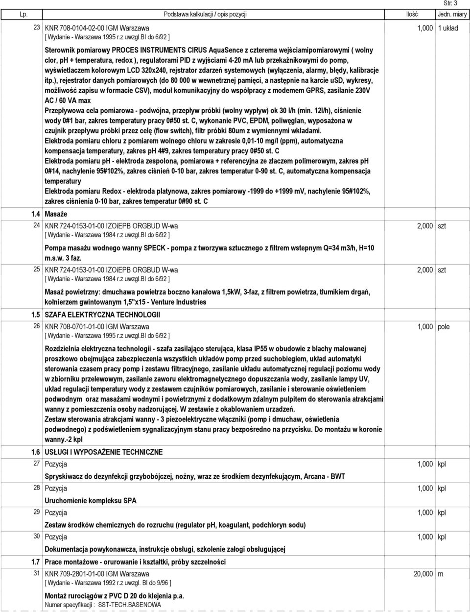 ), rejestrator danych pomiarowych (do 80 000 w wewnetrznej pamięci, a następnie na karcie usd, wykresy, możliwość zapisu w formacie CSV), moduł komunikacyjny do współpracy z modemem GPRS, zasilanie