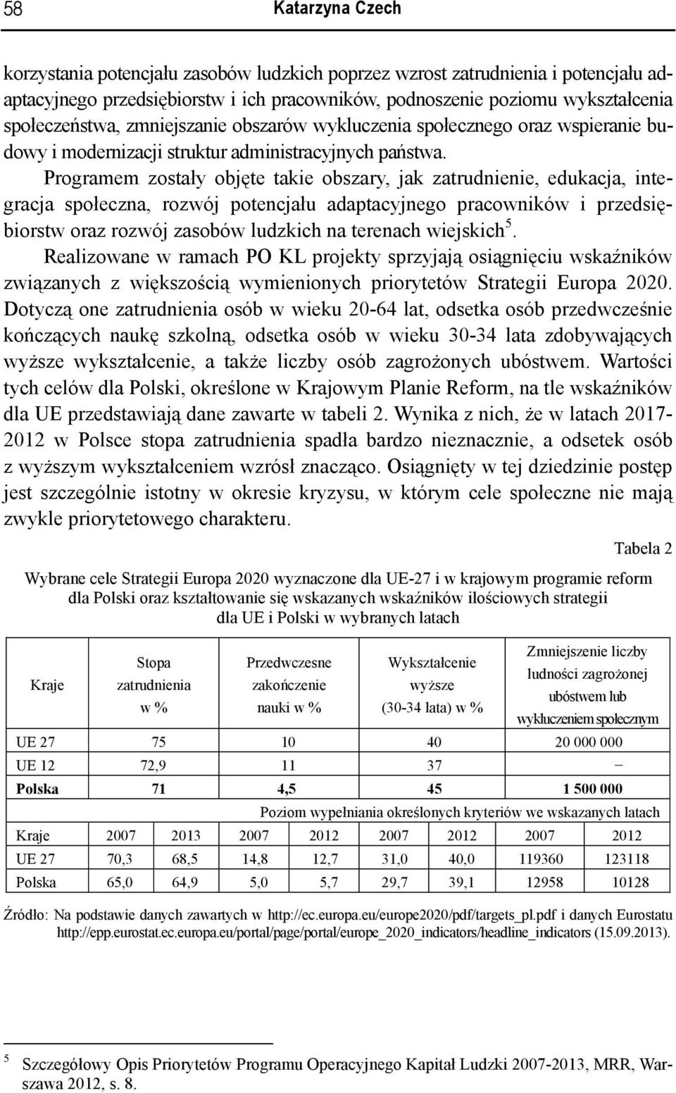 Programem zostały objęte takie obszary, jak zatrudnienie, edukacja, integracja społeczna, rozwój potencjału adaptacyjnego pracowników i przedsiębiorstw oraz rozwój zasobów ludzkich na terenach