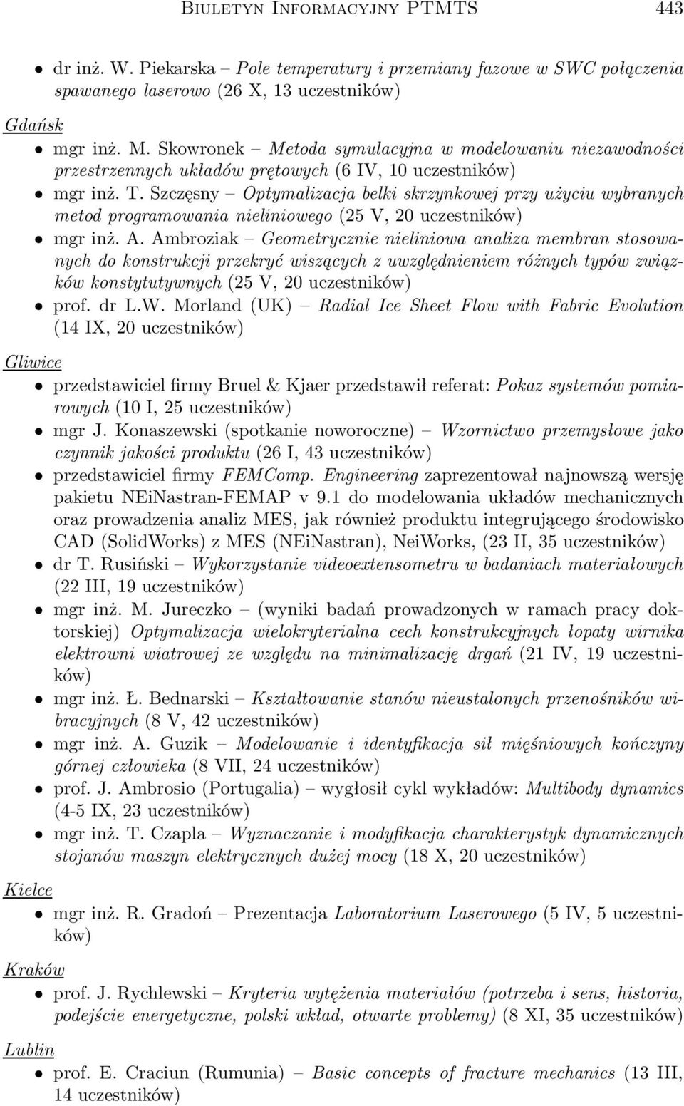 Szczęsny Optymalizacja belki skrzynkowej przy użyciu wybranych metod programowania nieliniowego(25 V, 20 uczestników) mgr inż. A.