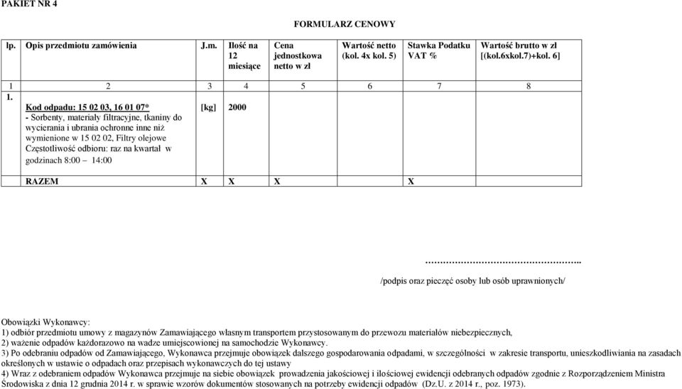 ochronne inne niż wymienione w 15 02 02, Filtry olejowe