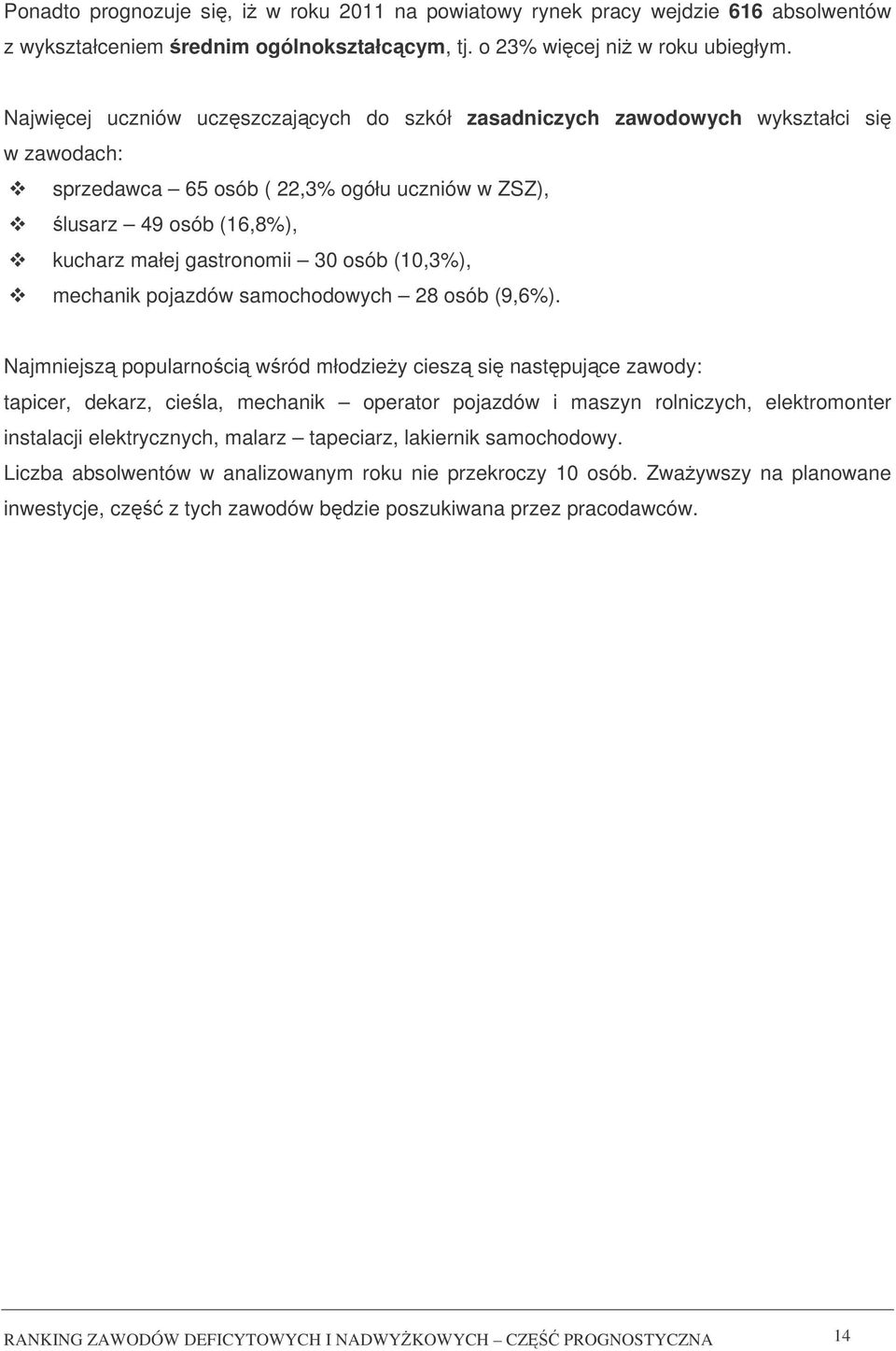 (10,3%), mechanik pojazdów samochodowych 28 osób (9,6%).