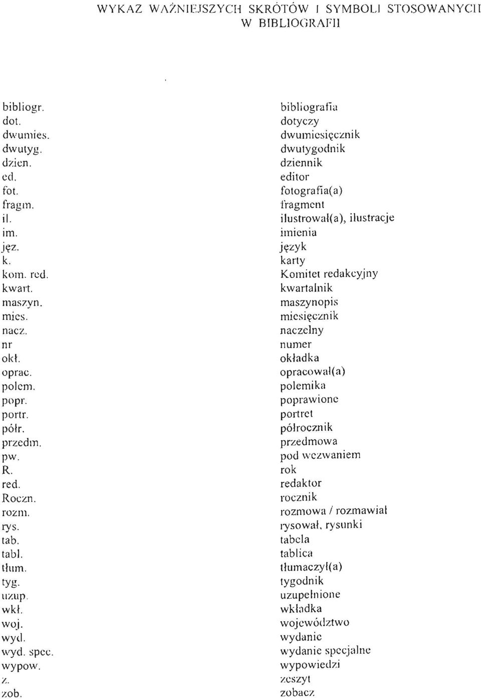 bibliografia dotyczy dwumiesięcznik dwutygodnik dziennik editor fotografia( a) fragment ilustrował(a), ilustracje imienia język karty Komitet redakcyjny kwartalnik maszynopis miesięcznik naczelny