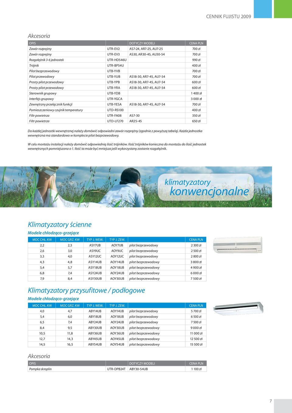 AS18-30, AR7-45, AU7-54 600 zł Sterownik grupowy UTB-YDB 1 400 zł Interfejs grupowy UTR-YGCA 3 000 zł Zewnętrzny przełącznik funkcji UTB-YESA AS18-30, AR7-45, AU7-54 700 zł Pomieszczeniowy czujnik