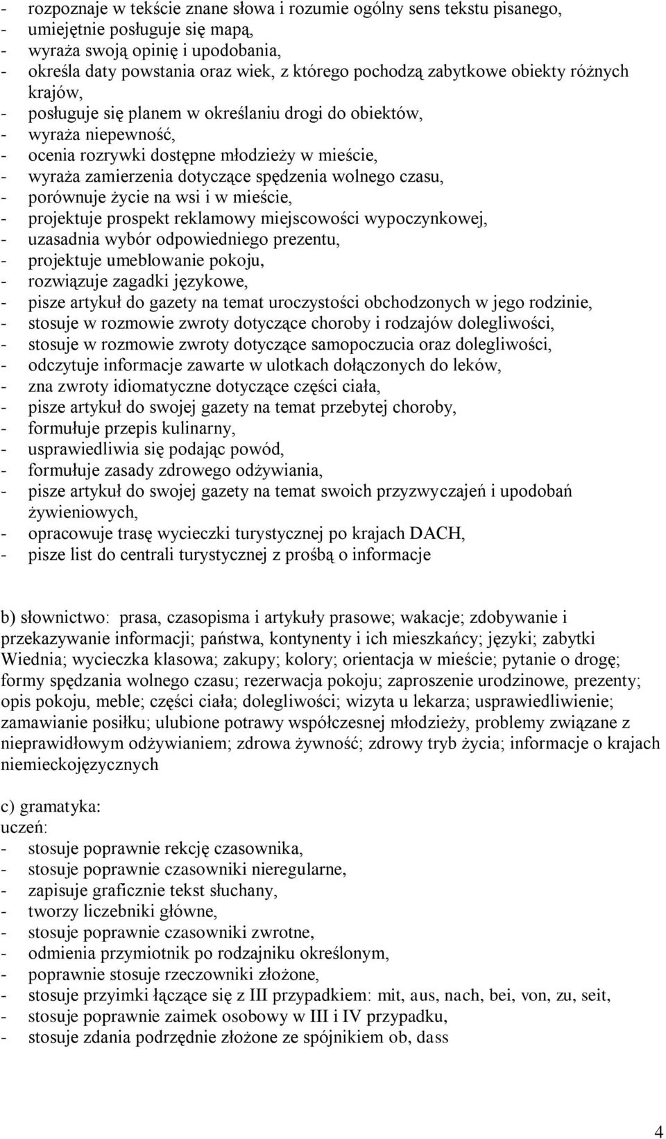 wolnego czasu, - porównuje życie na wsi i w mieście, - projektuje prospekt reklamowy miejscowości wypoczynkowej, - uzasadnia wybór odpowiedniego prezentu, - projektuje umeblowanie pokoju, -