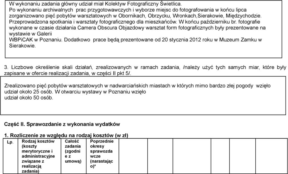 Przeprowadzona spotkania i warsztaty fotograficznego dla mieszkańców. W końcu październiku br.