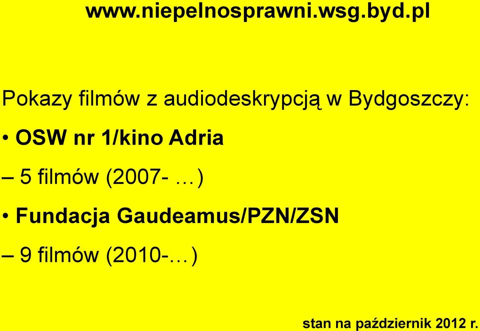 filmów (2007- ) Fundacja