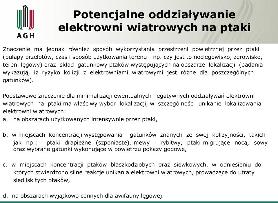 poszczególnych gatunków).