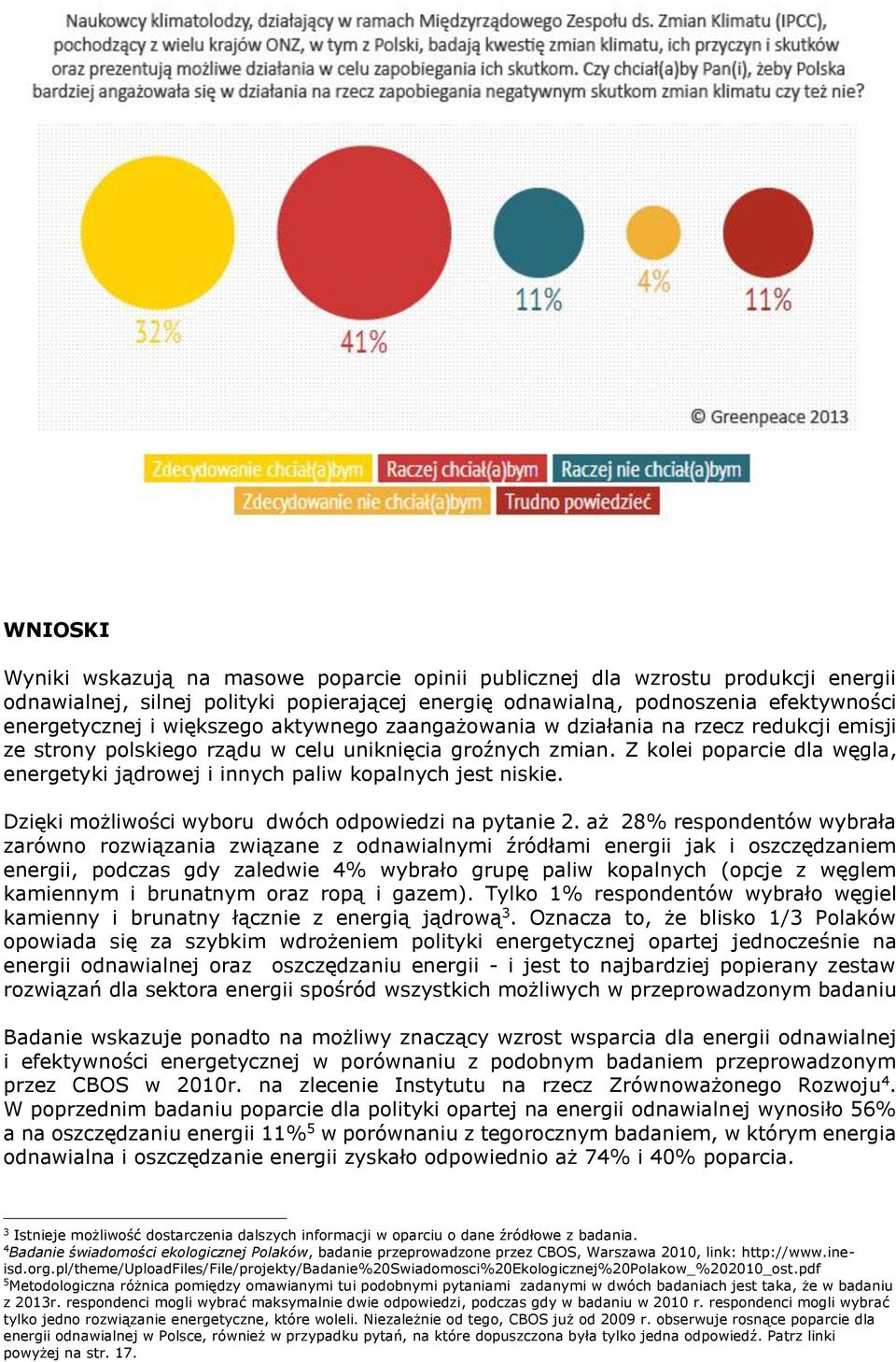 Z kolei poparcie dla węgla, energetyki jądrowej i innych paliw kopalnych jest niskie. Dzięki możliwości wyboru dwóch odpowiedzi na pytanie 2.