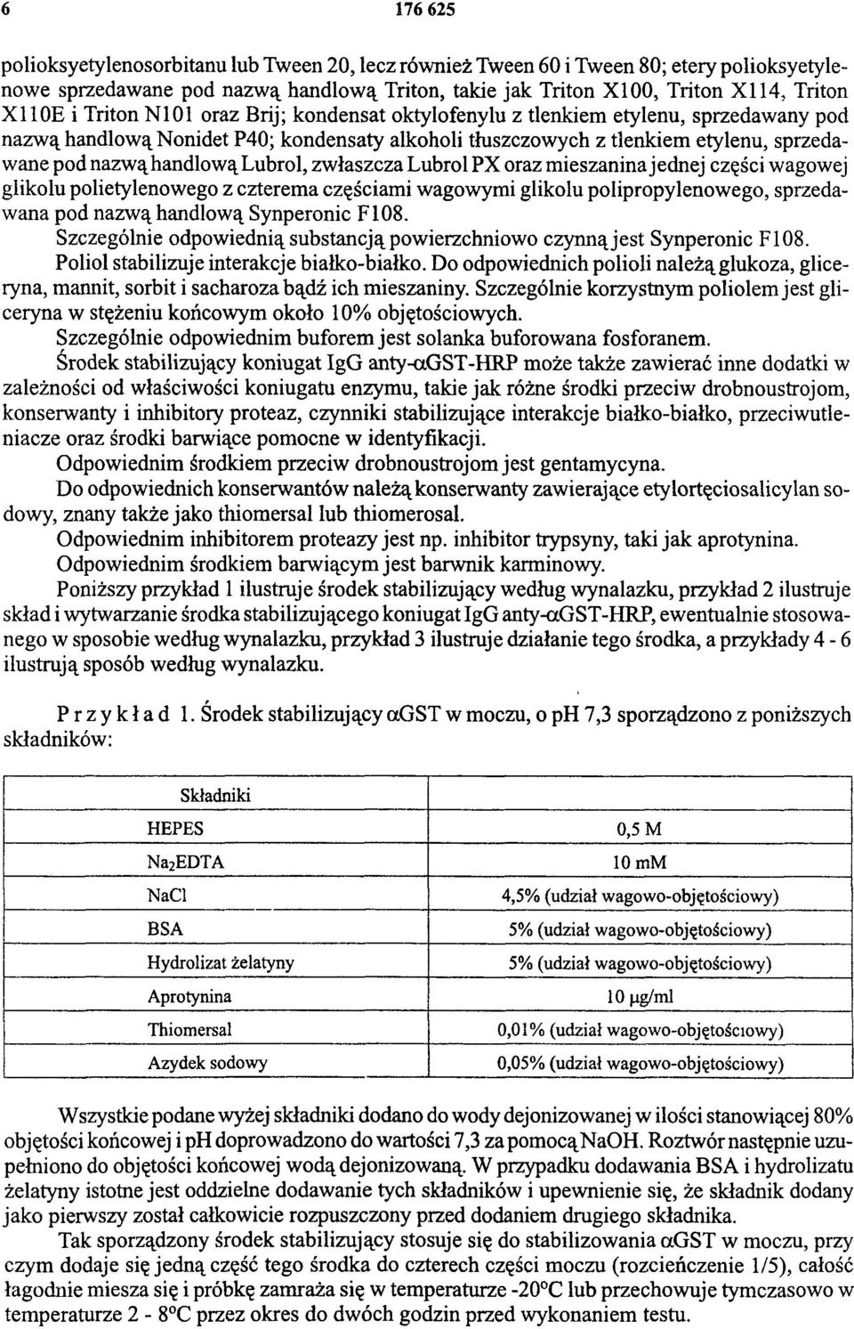 Lubrol, zwłaszcza Lubrol PX oraz mieszanina jednej części wagowej glikolu polietylenowego z czterema częściami wagowymi glikolu polipropylenowego, sprzedawana pod nazwą handlową Synperonic F I08.