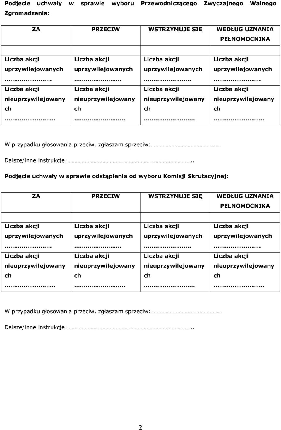 . Dalsze/inne instrukcje:.