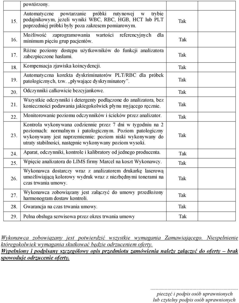 Kompensacja zjawiska koincydencji. 19. Automatyczna korekta dyskriminatorów PLT/RBC dla próbek patologicznych, tzw. pływające dyskryminatory. 20. Odczynniki całkowicie bezcyjankowe. 21.