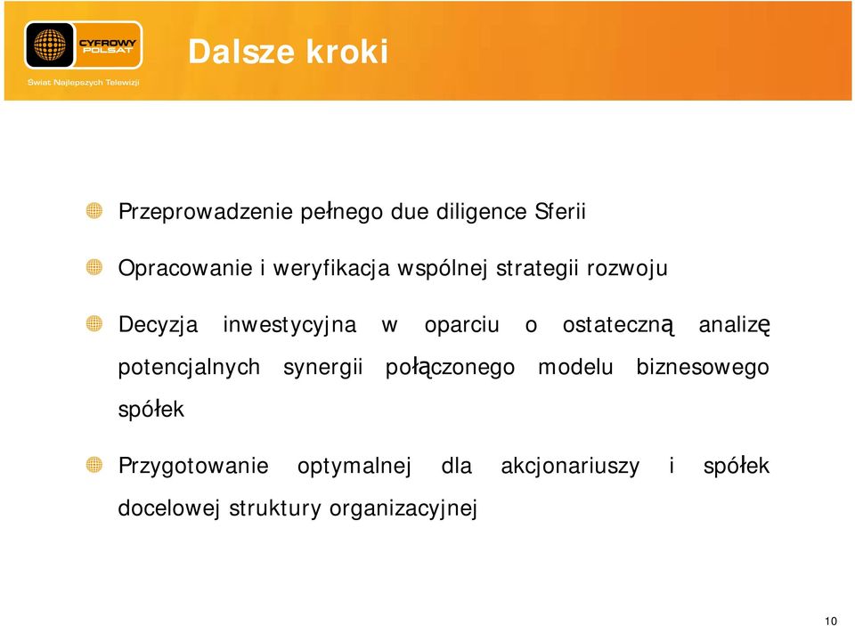 ostateczn analiz potencjalnych synergii po czonego modelu biznesowego spó ek