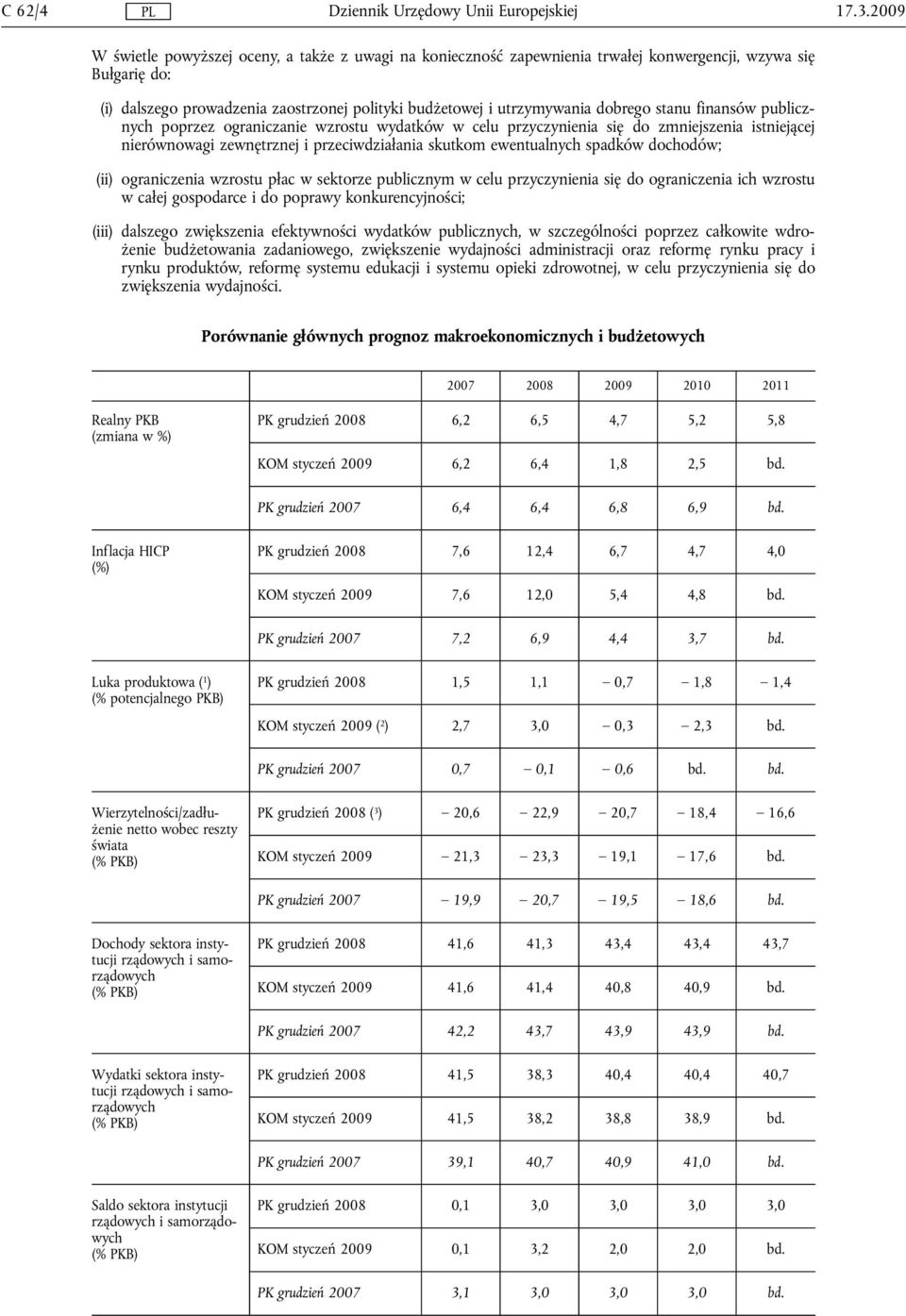 stanu finansów publicznych poprzez ograniczanie wzrostu wydatków w celu przyczynienia się do zmniejszenia istniejącej nierównowagi zewnętrznej i przeciwdziałania skutkom ewentualnych spadków