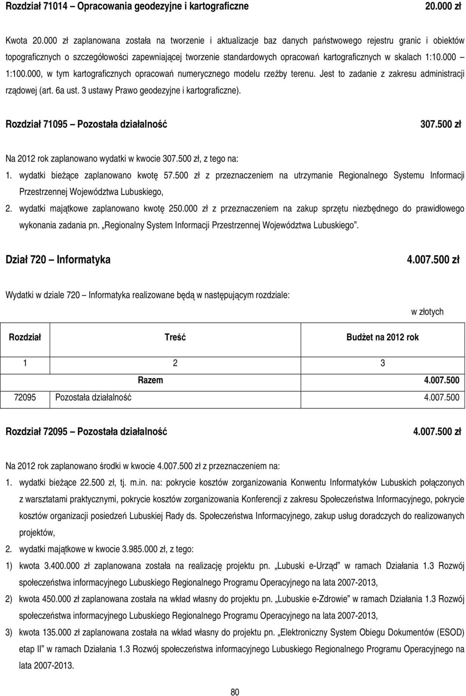 kartograficznych w skalach 1:10.000 1:100.000, w tym kartograficznych opracowań numerycznego modelu rzeźby terenu. Jest to zadanie z zakresu administracji rządowej (art. 6a ust.