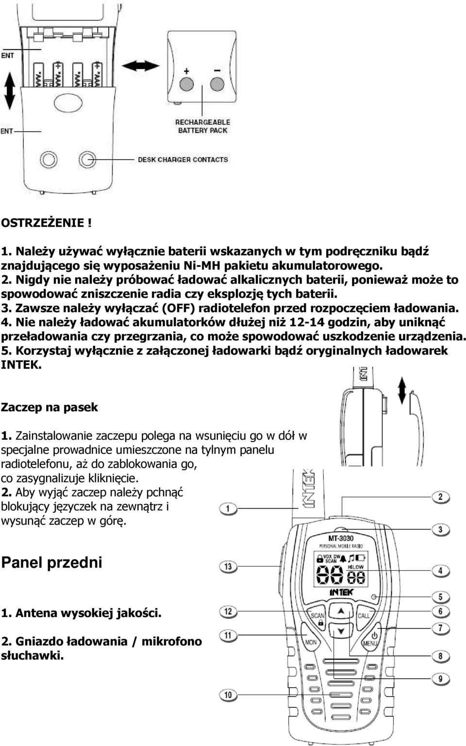 Zawsze należy wyłączać (OFF) radiotelefon przed rozpoczęciem ładowania. 4.