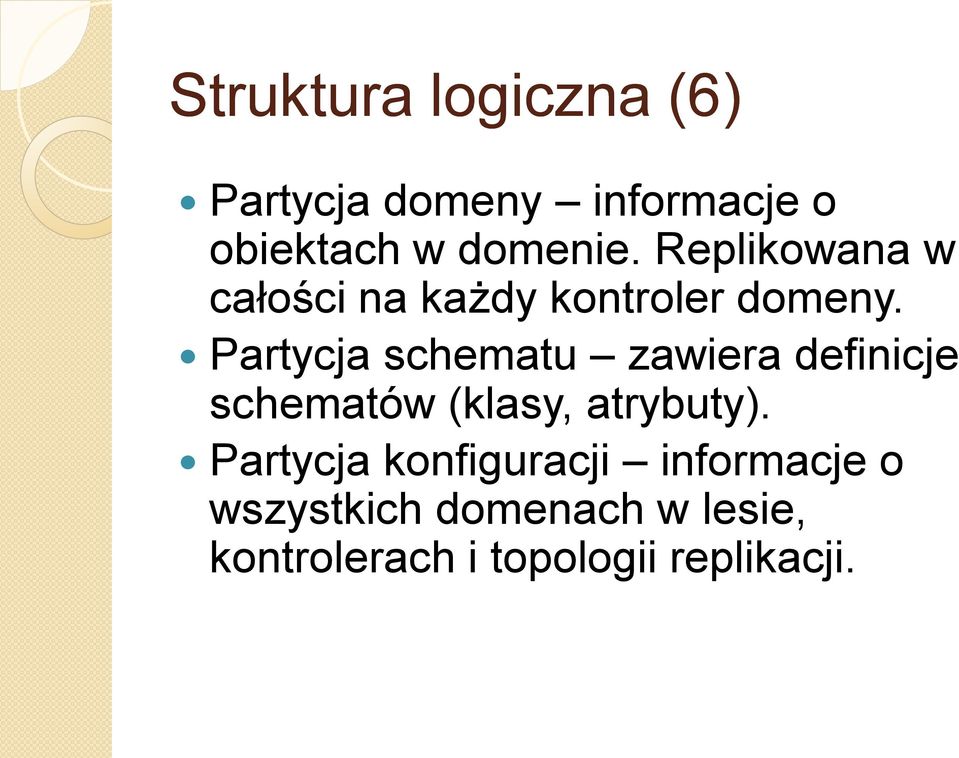 Partycja schematu zawiera definicje schematów (klasy, atrybuty).