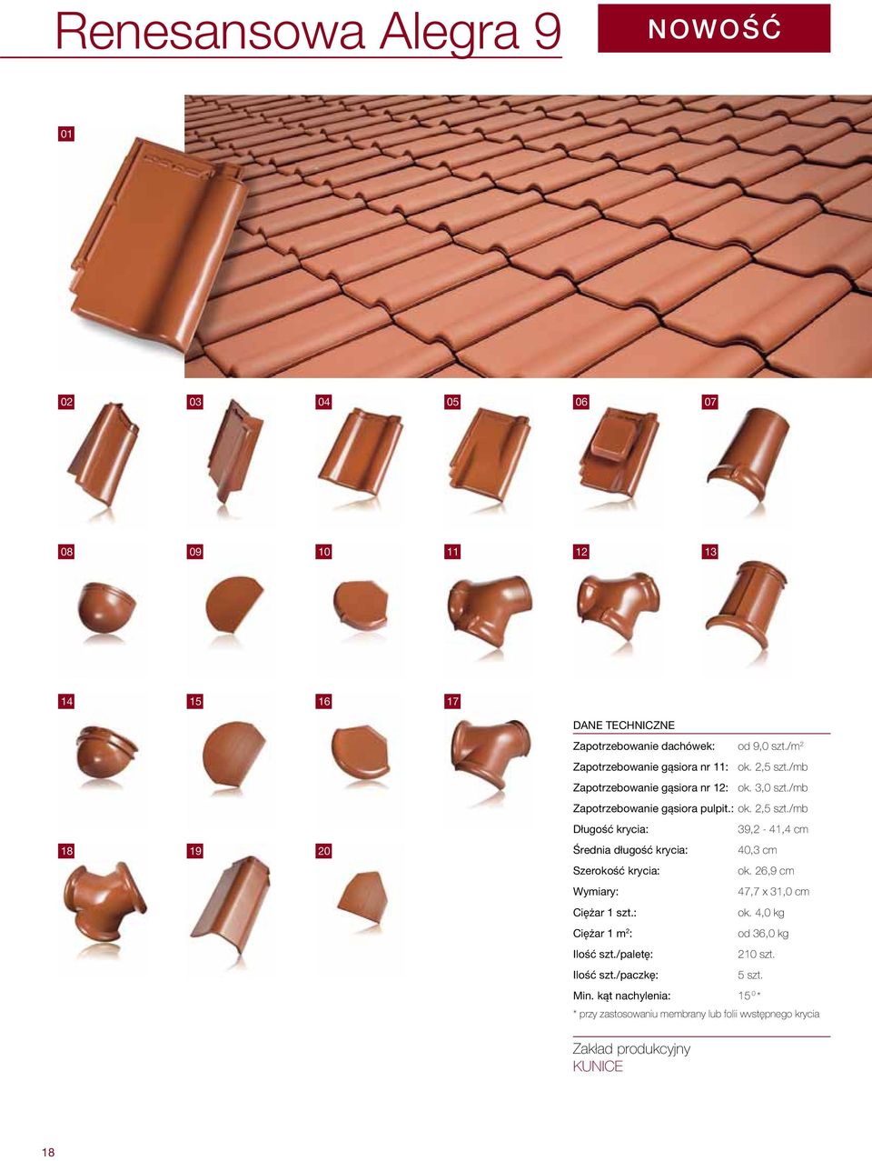 26,9 cm Wymiary: 47,7 x 31,0 cm iężar 1 szt.: ok. 4,0 kg iężar 1 m 2 : od 36,0 kg Ilość szt./paletę: 210 szt. Ilość szt./paczkę: 5 szt. Min.