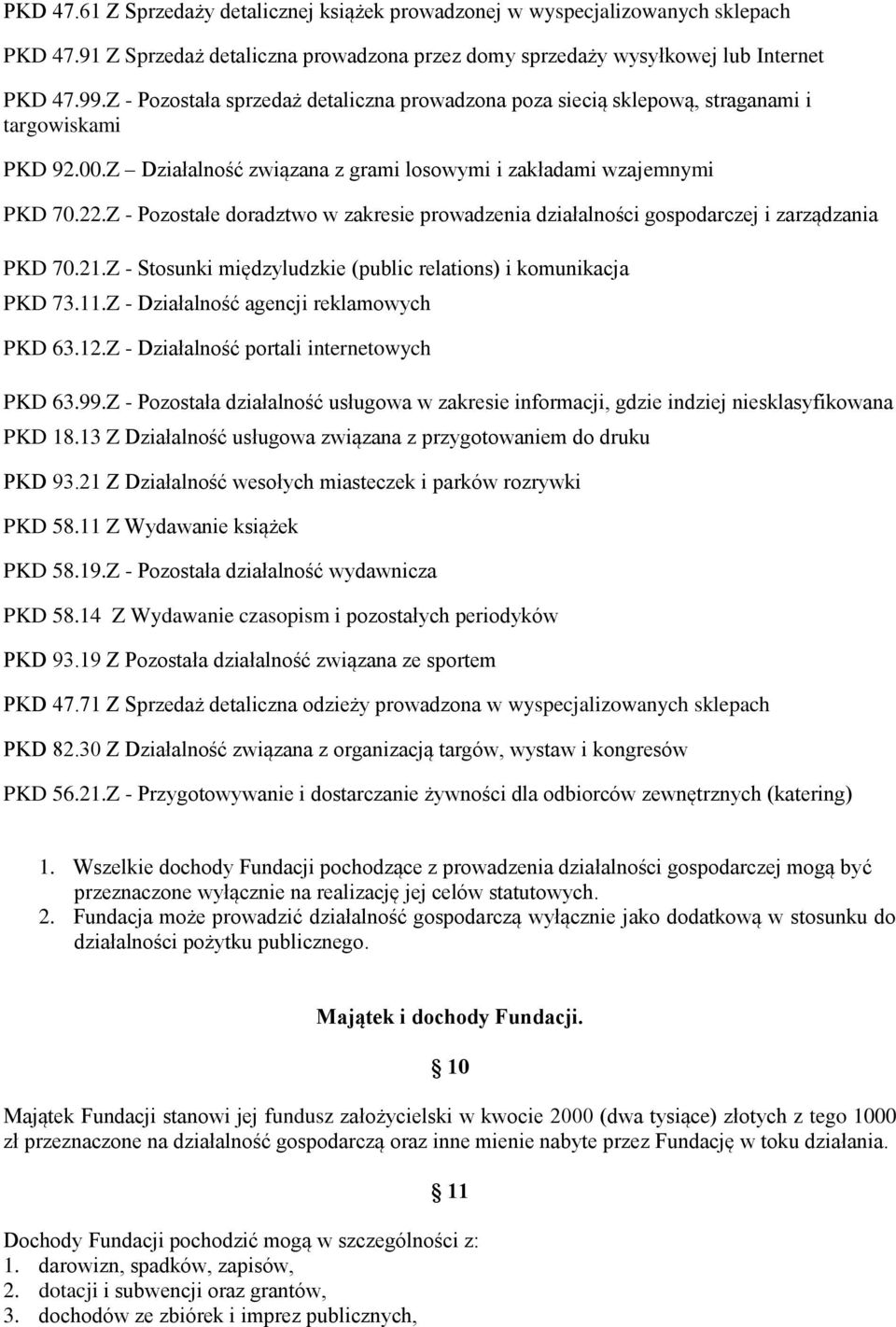 Z - Pozostałe doradztwo w zakresie prowadzenia działalności gospodarczej i zarządzania PKD 70.21.Z - Stosunki międzyludzkie (public relations) i komunikacja PKD 73.11.