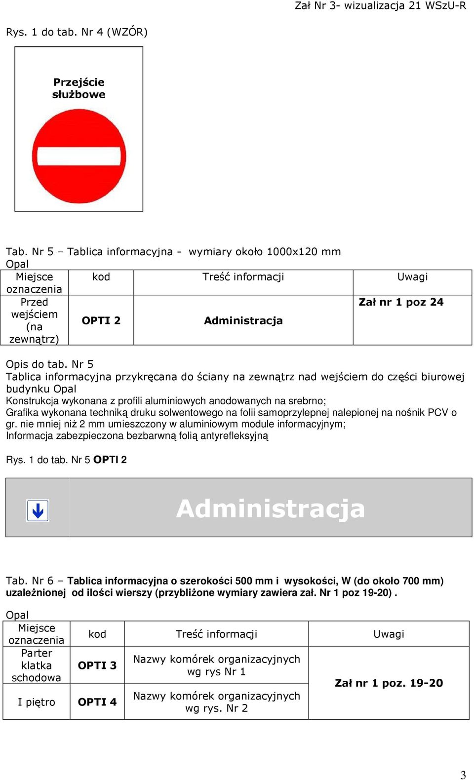 solwentowego na folii samoprzylepnej nalepionej na nośnik PCV o gr. nie mniej niŝ 2 mm umieszczony w aluminiowym module informacyjnym; Informacja zabezpieczona bezbarwną folią antyrefleksyjną Rys.