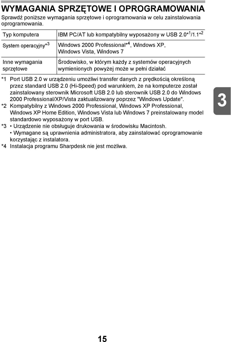 działać * Port USB.0 w urządzeniu umożliwi transfer danych z prędkością określoną przez standard USB.0 (Hi-Speed) pod warunkiem, że na komputerze został zainstalowany sterownik Microsoft USB.