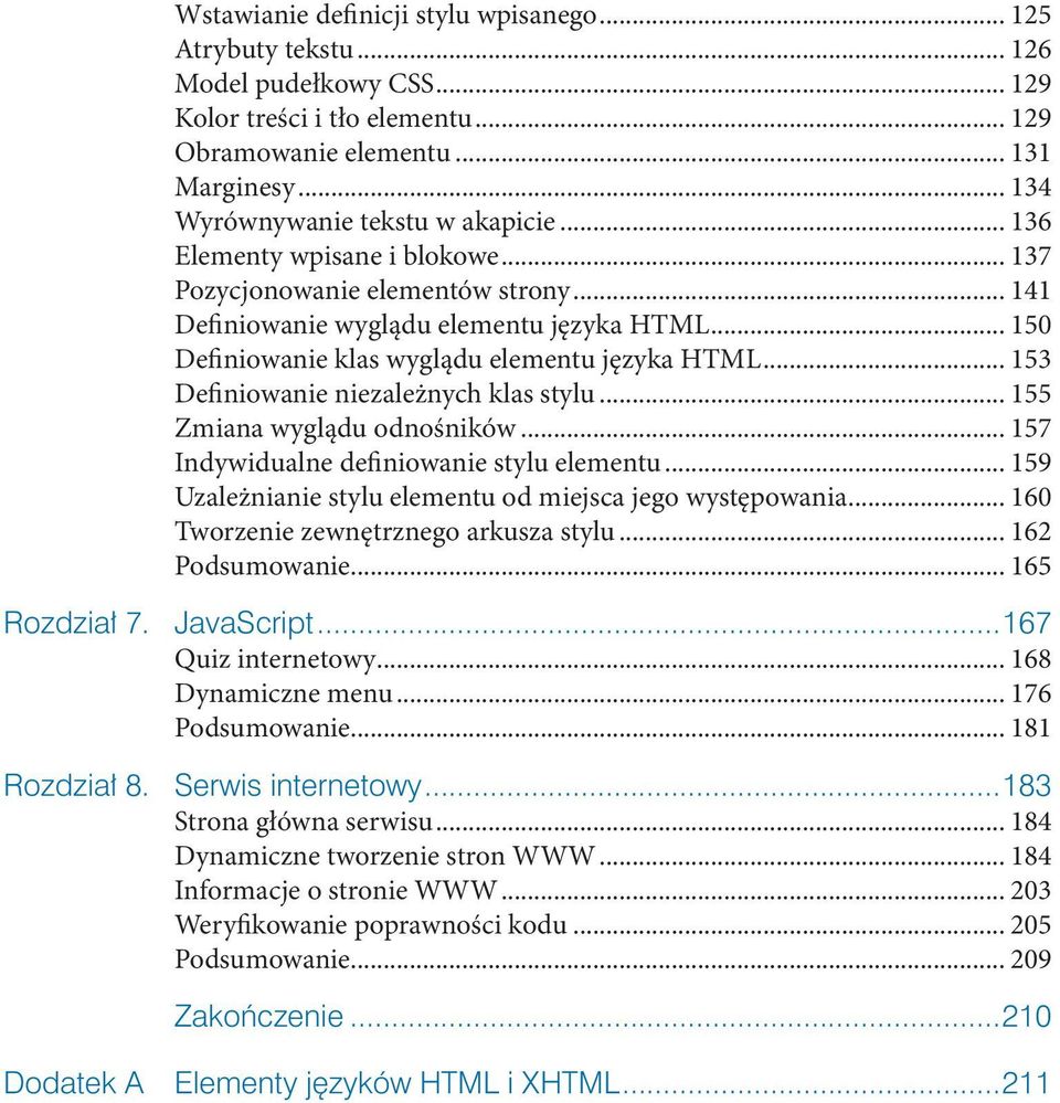 .. 153 Defnowane nezależnych klas stylu... 155 Zmana wyglądu odnośnków... 157 Indywdualne defnowane stylu elementu... 159 Uzależnane stylu elementu od mejsca jego występowana.