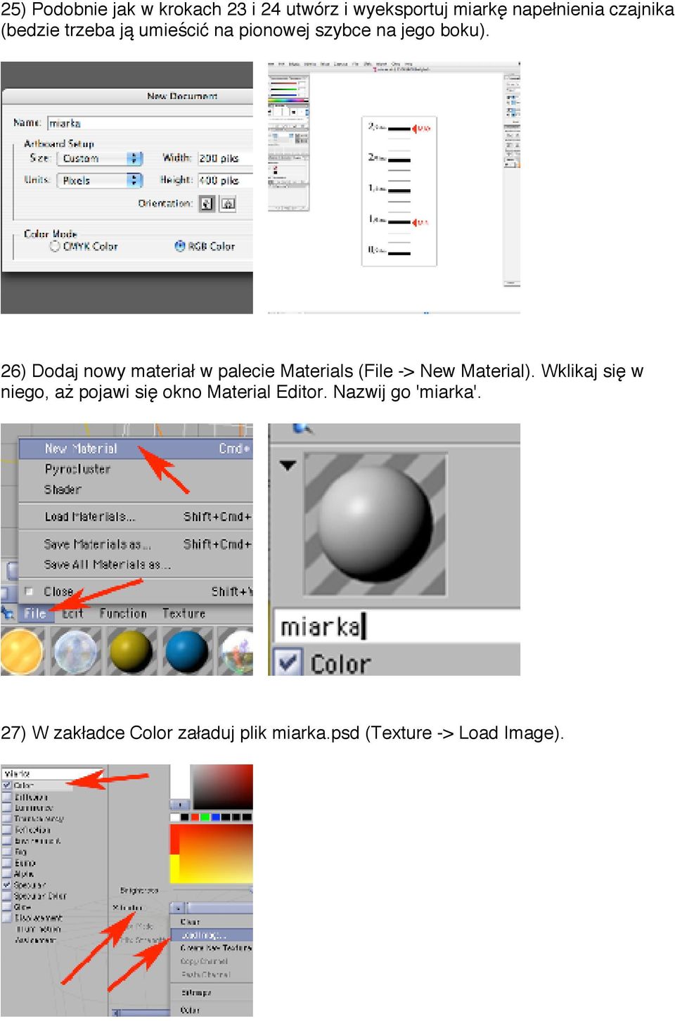 26) Dodaj nowy materiał w palecie Materials (File -> New Material).