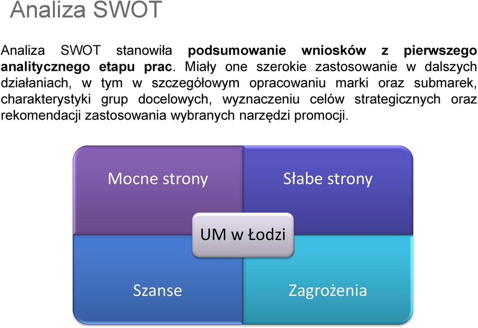 oraz submarek, charakterystyki grup docelowych, wyznaczeniu celów strategicznych oraz