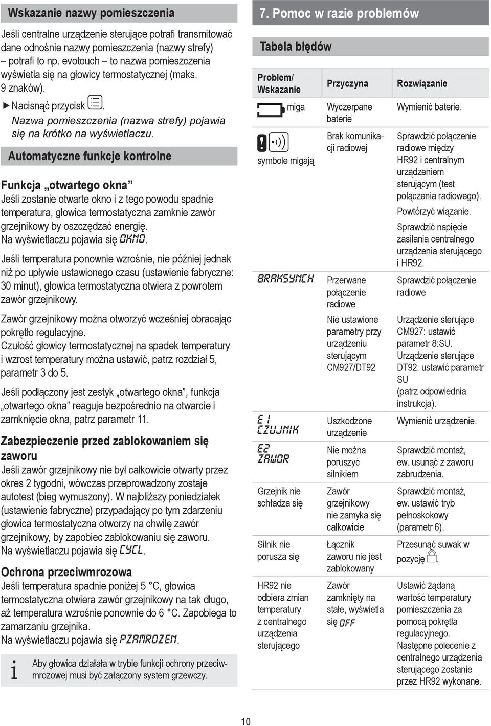 Automatyczne funkcje kontrolne Funkcja otwartego okna Jeśl zostane otwarte okno z tego powodu spadne temperatura, głowca termostatyczna zamkne zawór grzejnkowy by oszczędzać energę.