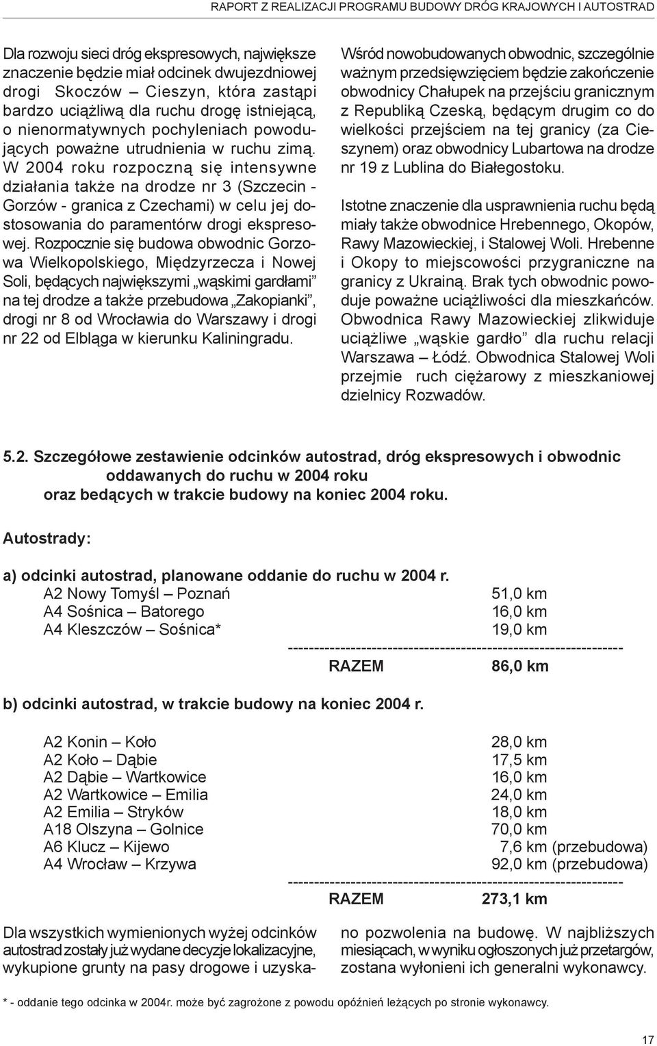 W 2004 roku rozpoczną się intensywne działania także na drodze nr 3 (Szczecin - Gorzów - granica z Czechami) w celu jej dostosowania do paramentórw drogi ekspresowej.