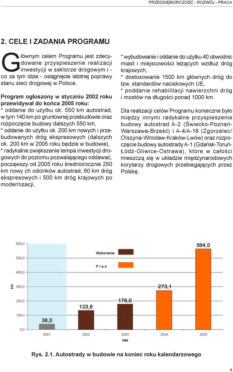 Polsce. Program ogłoszony w styczniu 2002 roku przewidywał do końca 2005 roku: * oddanie do użytku ok.