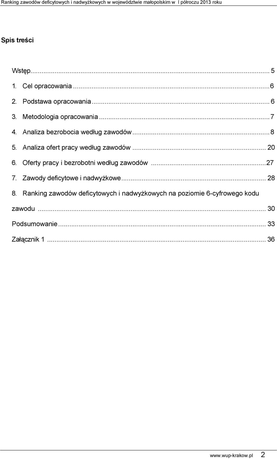 Oferty pracy i bezrobotni według zawodów... 27 7. Zawody deficytowe i nadwyżkowe... 28 8.