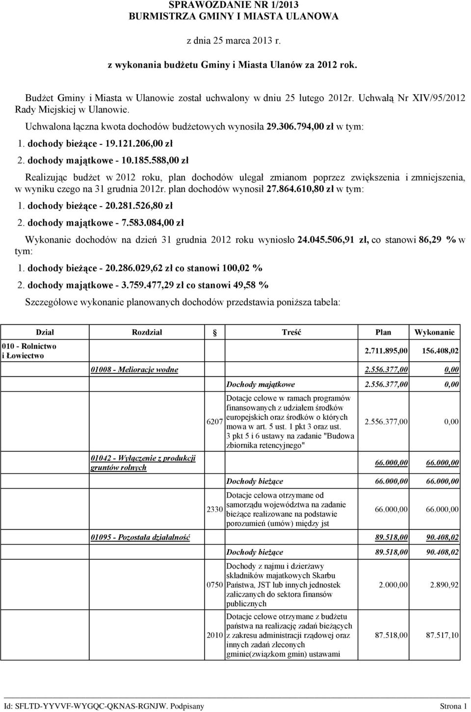 dochody bieżące - 19.121.206,00 zł 2. dochody majątkowe - 10.185.