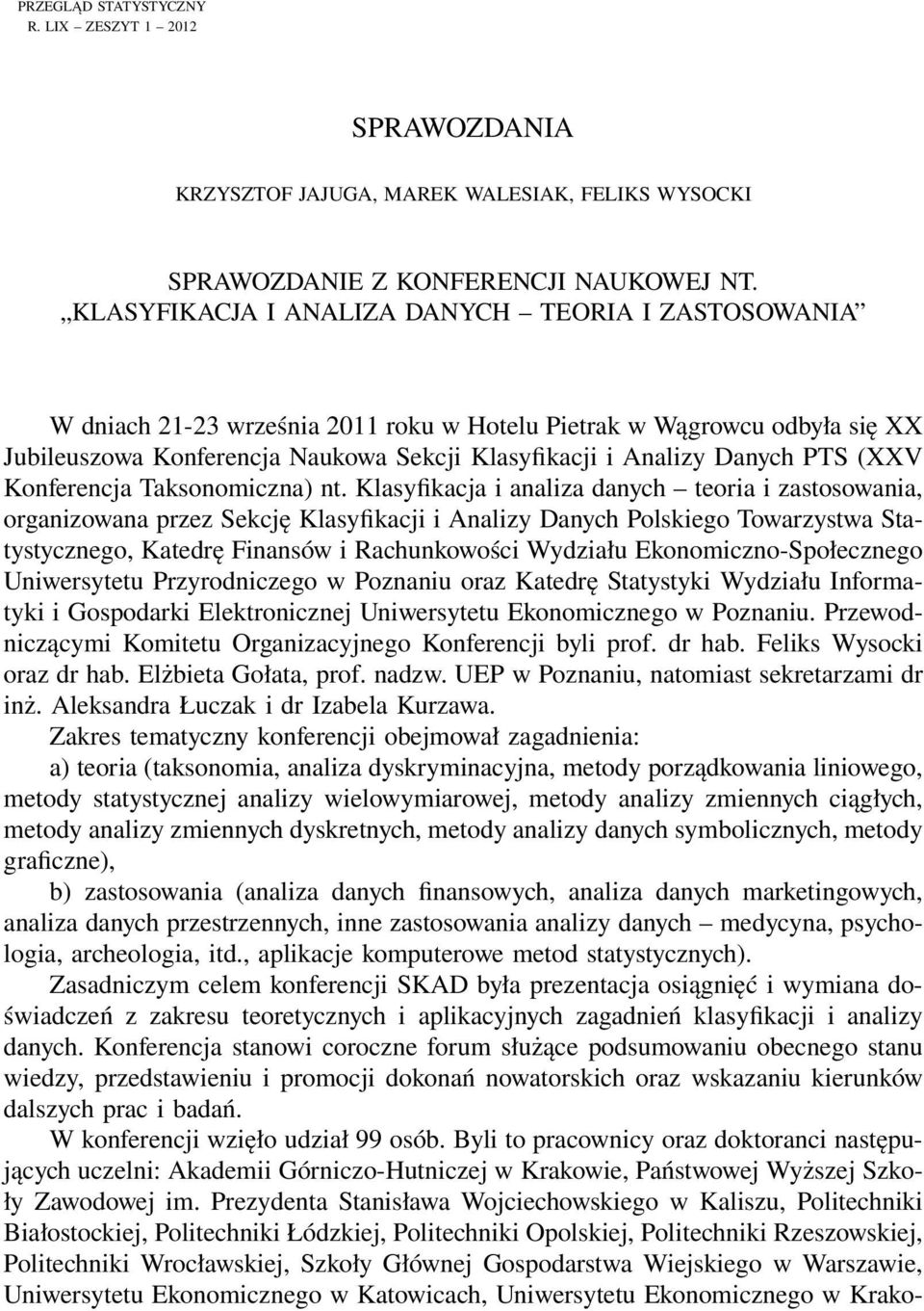 PTS (XXV Konferencja Taksonomiczna) nt.