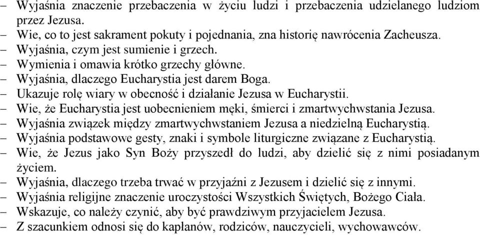 Wie, że Eucharystia jest uobecnieniem męki, śmierci i zmartwychwstania Jezusa. Wyjaśnia związek między zmartwychwstaniem Jezusa a niedzielną Eucharystią.