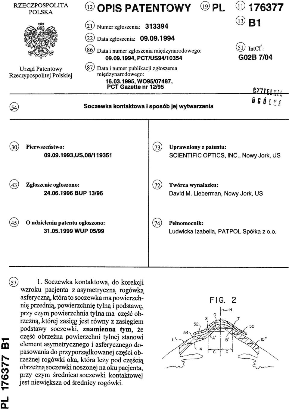 4 (87) Data i numer publikacji zgłoszenia międzynarodowego: 16.03.