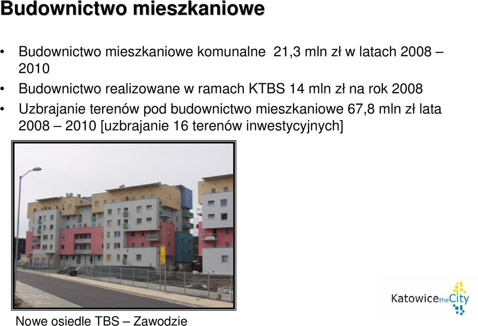 rok 2008 Uzbrajanie terenów pod budownictwo mieszkaniowe 67,8 mln zł