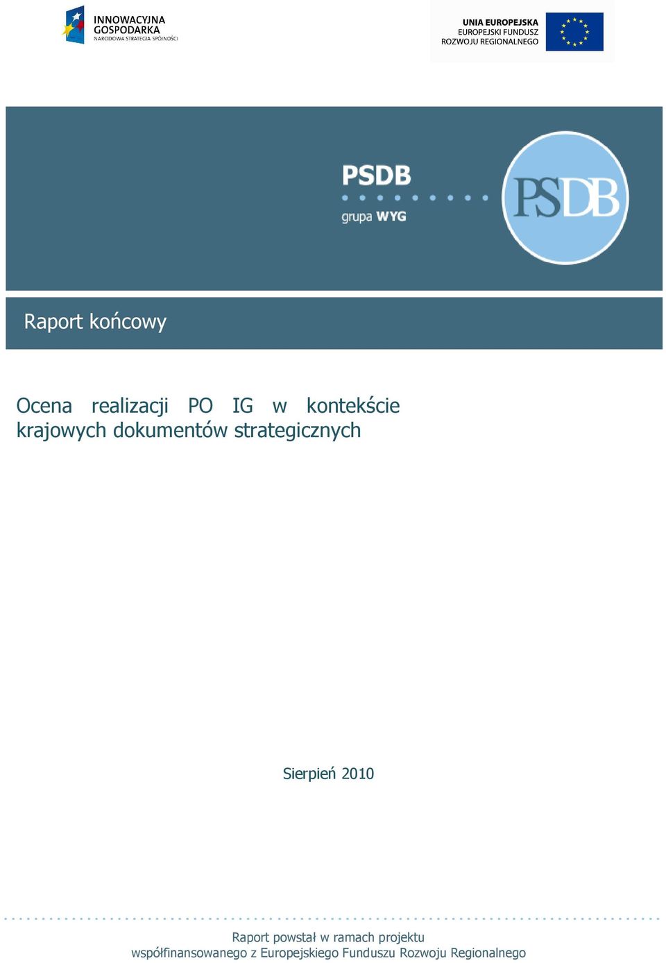 przedmiotu zamówienia Sierpień 2010 Raport powstał w ramach