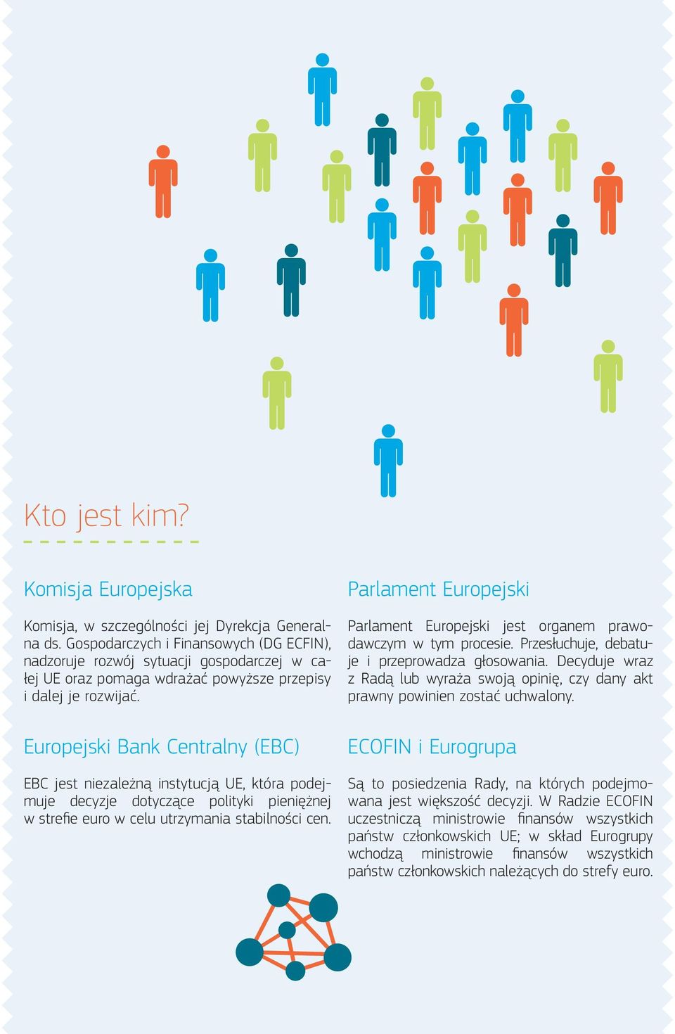 Europejski Bank Centralny (EBC) EBC jest niezależną instytucją UE, która podejmuje decyzje dotyczące polityki pieniężnej w stre fie euro w celu utrzymania stabilności cen.